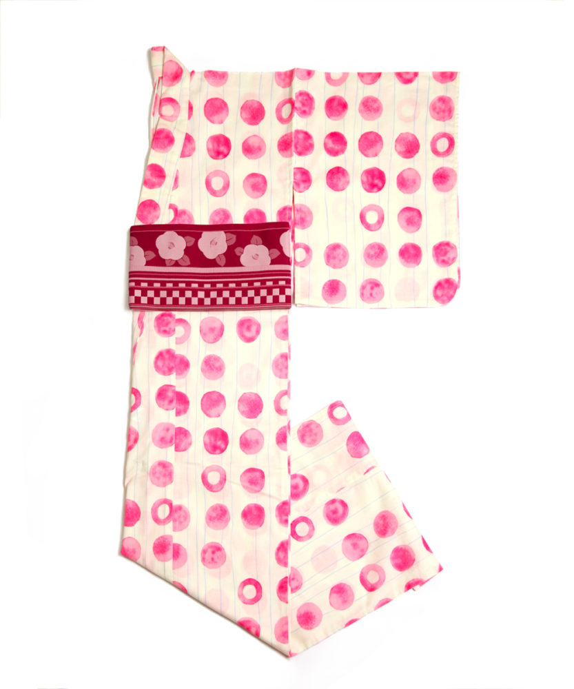 【浴衣】ピンク水玉キャンディー☆可愛くなりたい方に！椿帯