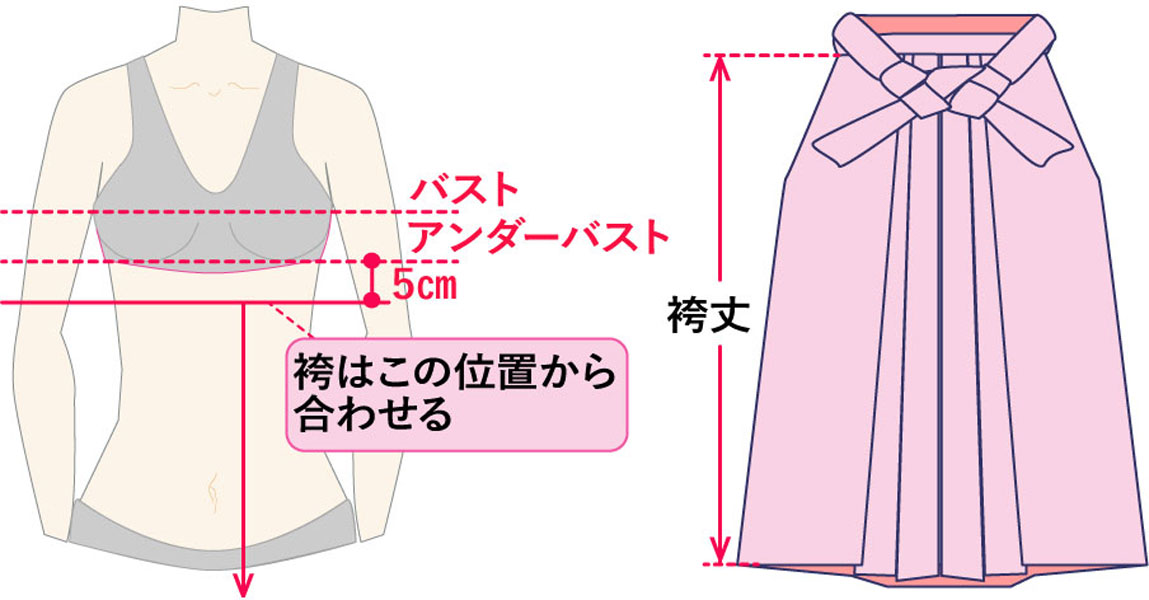 一目でわかる卒業式袴のサイズ - 着物姫｜成人式の振袖レンタル・卒業