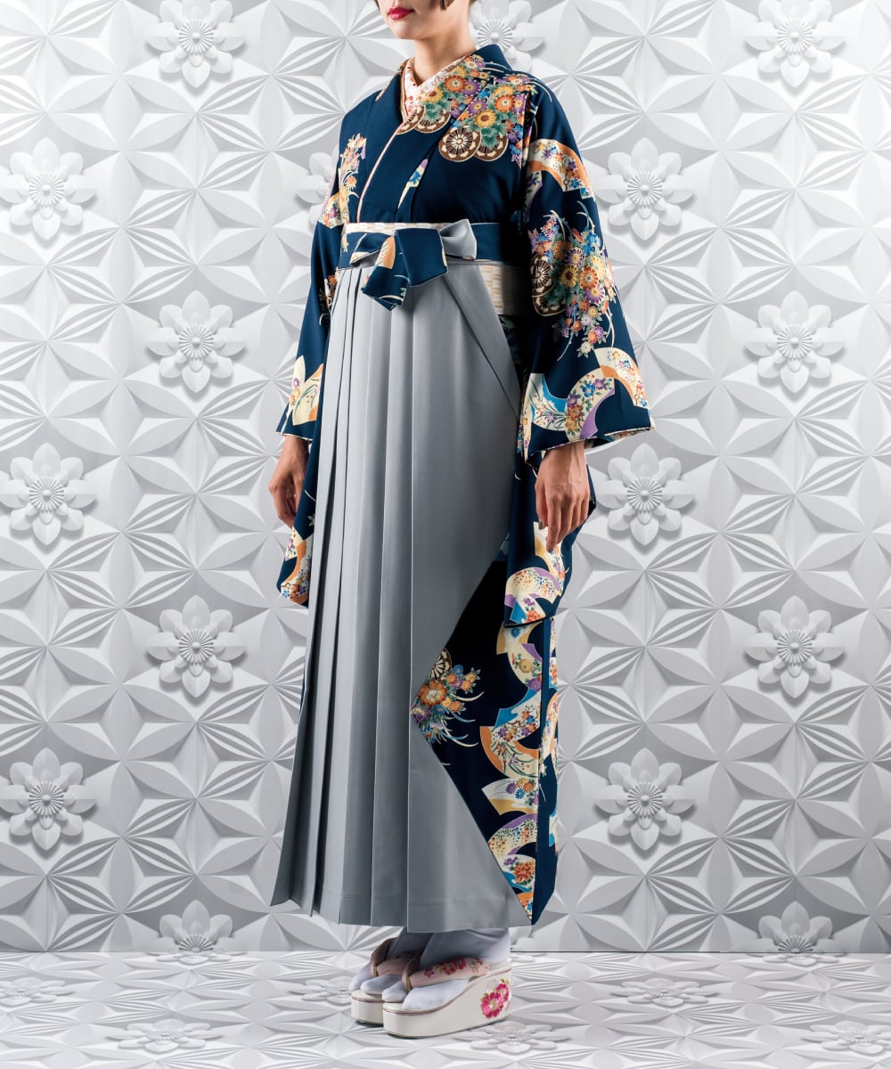 【卒業袴】濃紺と上品な薄墨色に印象的エレガント☆踊り扇A J-ROSSO