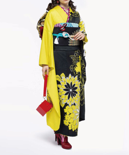 👑第3位【成人式/参列/振袖】イエロー×ブラックの大人トーン☆シック/イエロー J-ROSSO