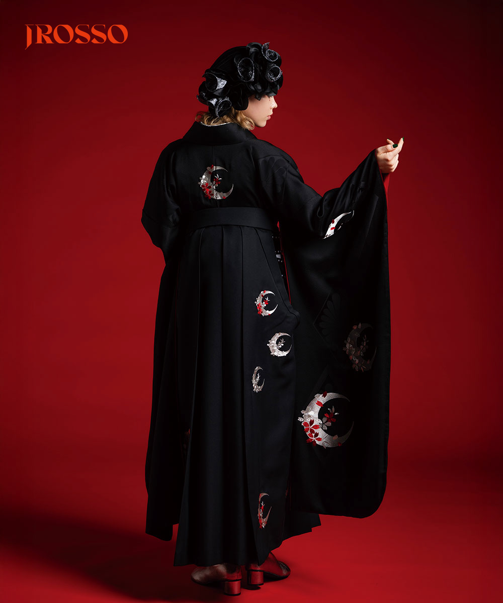 【卒業袴】清らかな美☆月影の桜　漆黒に銀の月J-ROSSO