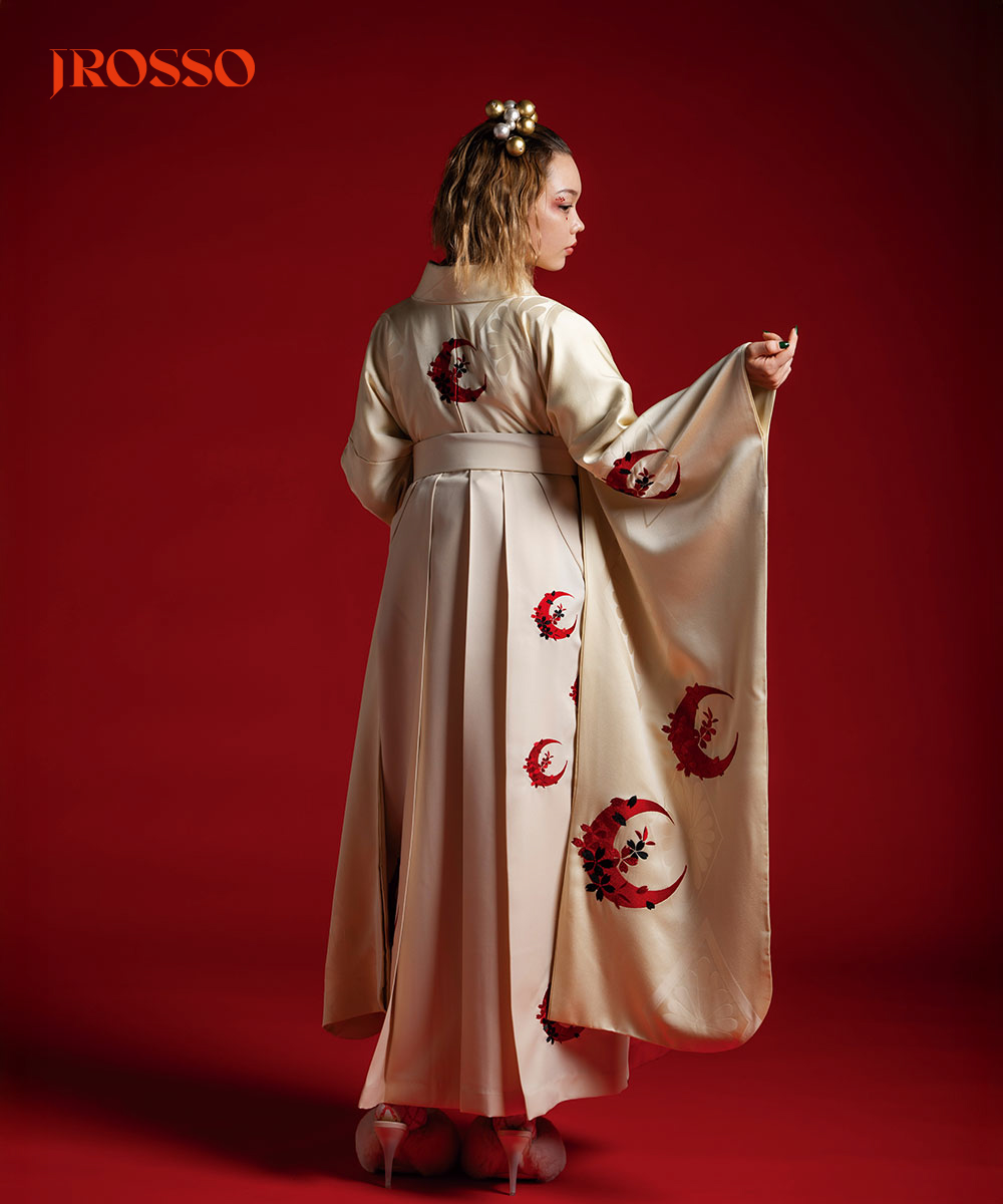 【卒業袴】清らかな美☆月影の桜　白珠に朱の月 J-ROSSO