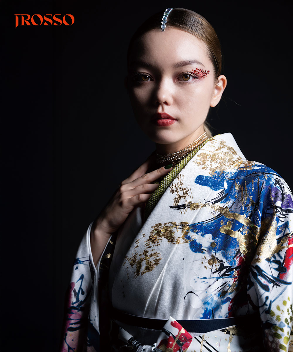 【卒業袴】色彩のアート ☆墨流しの風　朱雀 J-ROSSO