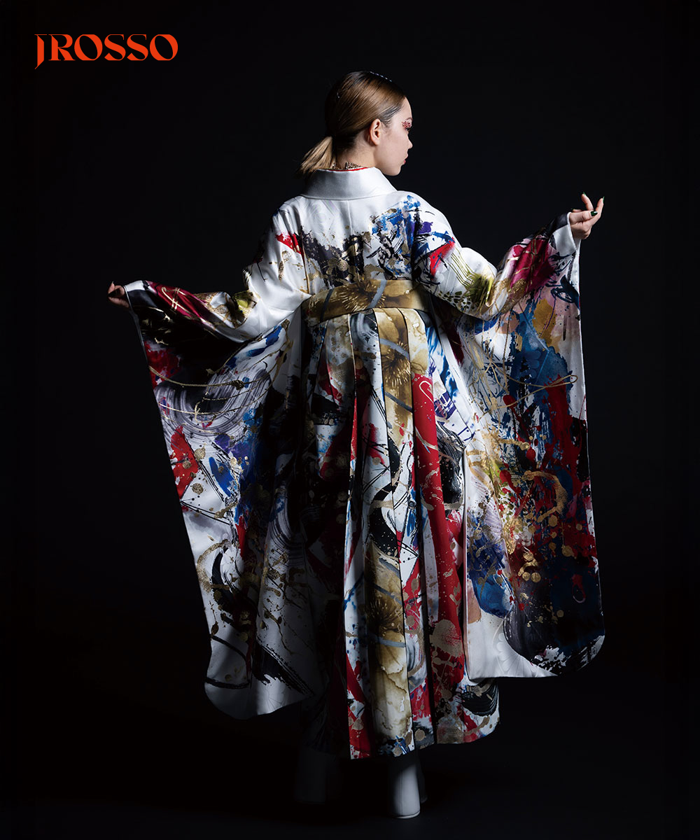 【卒業袴】色彩のアート ☆墨流しの風　朱雀 J-ROSSO