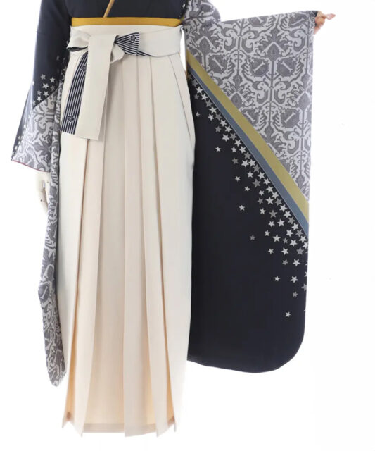 【袴単品】縞にねじり梅｜ベージュ