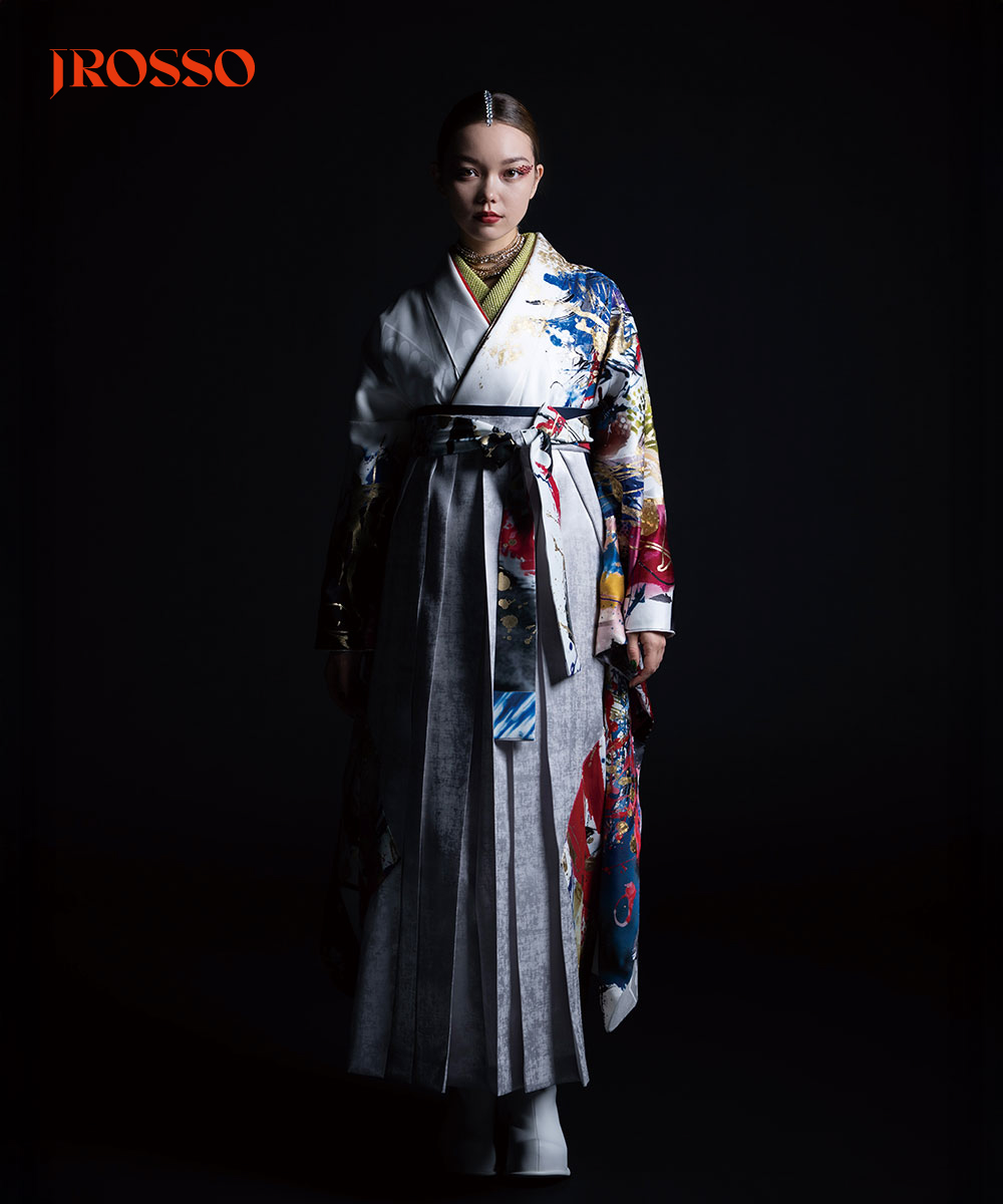 【卒業袴】和のアート ☆墨流しの風　朱雀 J-ROSSO