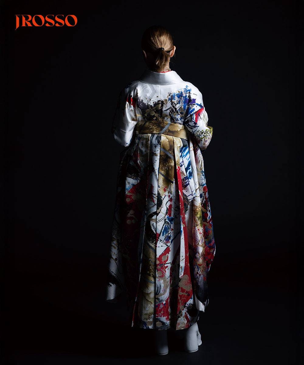 【卒業袴】和のアート ☆墨流しの風　朱雀 J-ROSSO