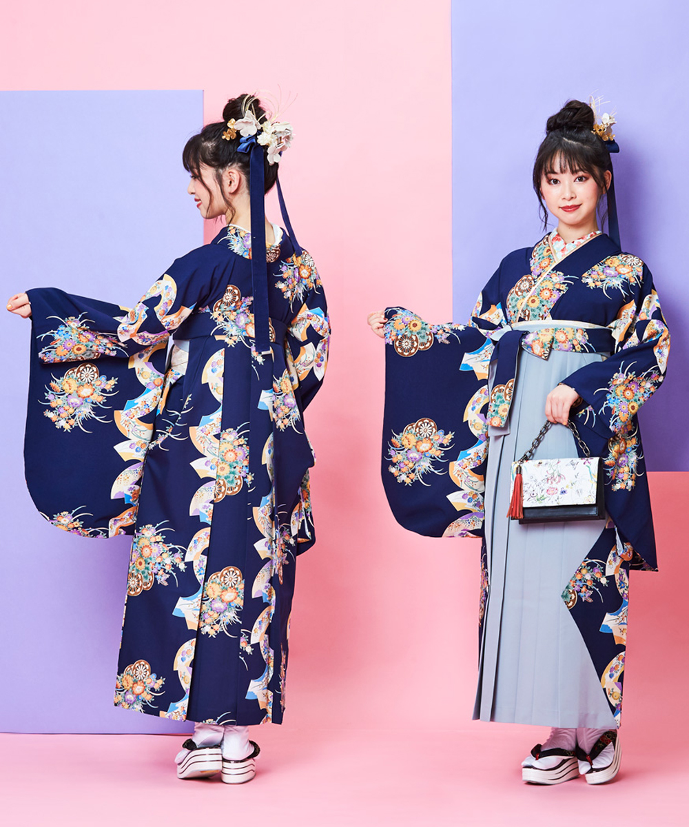 卒業袴】濃紺と上品な薄墨色に印象的エレガント☆踊り扇A J-ROSSO 