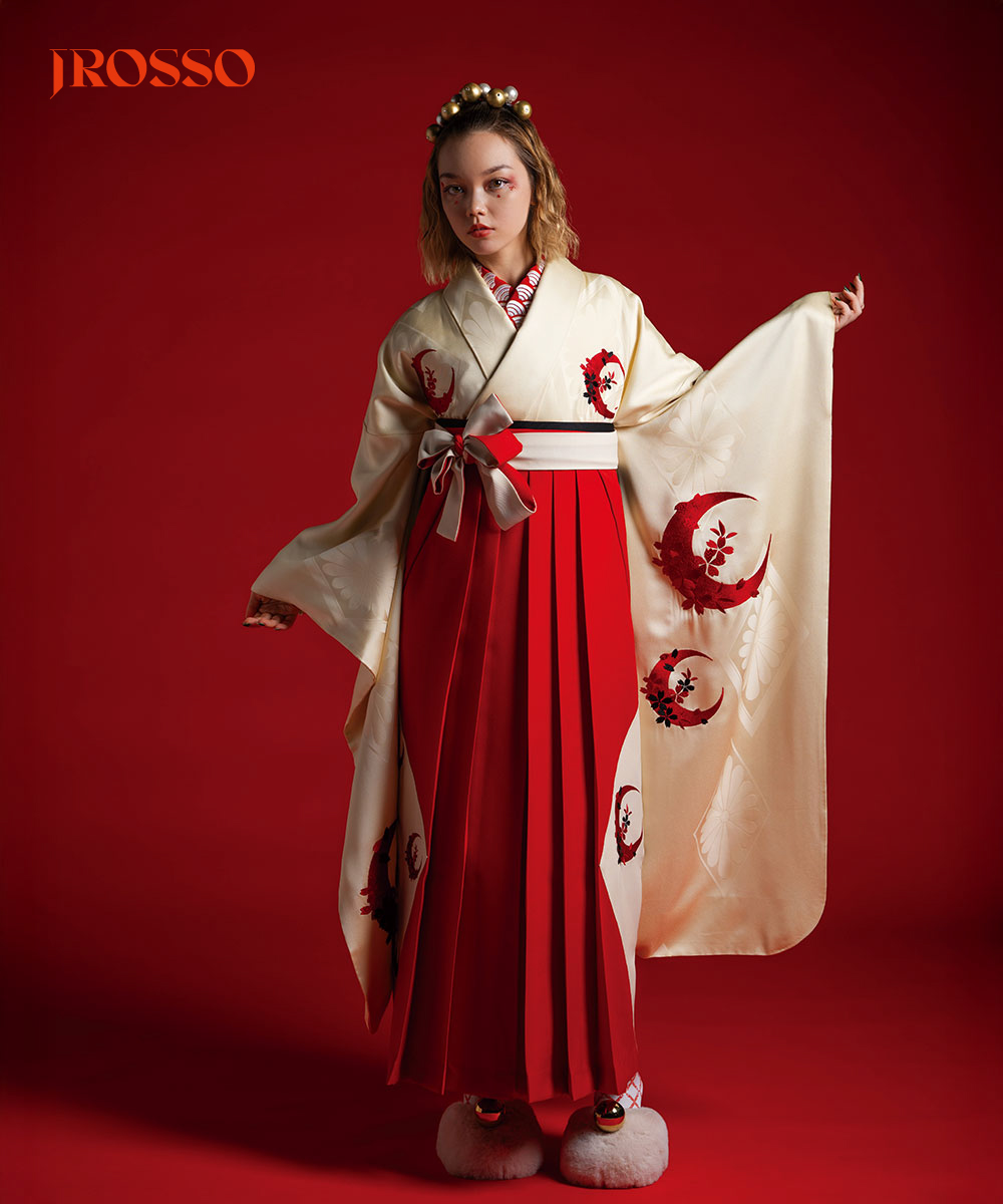 【卒業袴】清らかな美☆月影の桜　白珠に朱の月 J-ROSSO