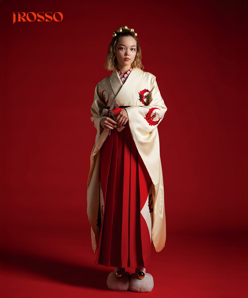 【卒業袴】清らかな美☆月影の桜　白珠に朱の月 J-ROSSO