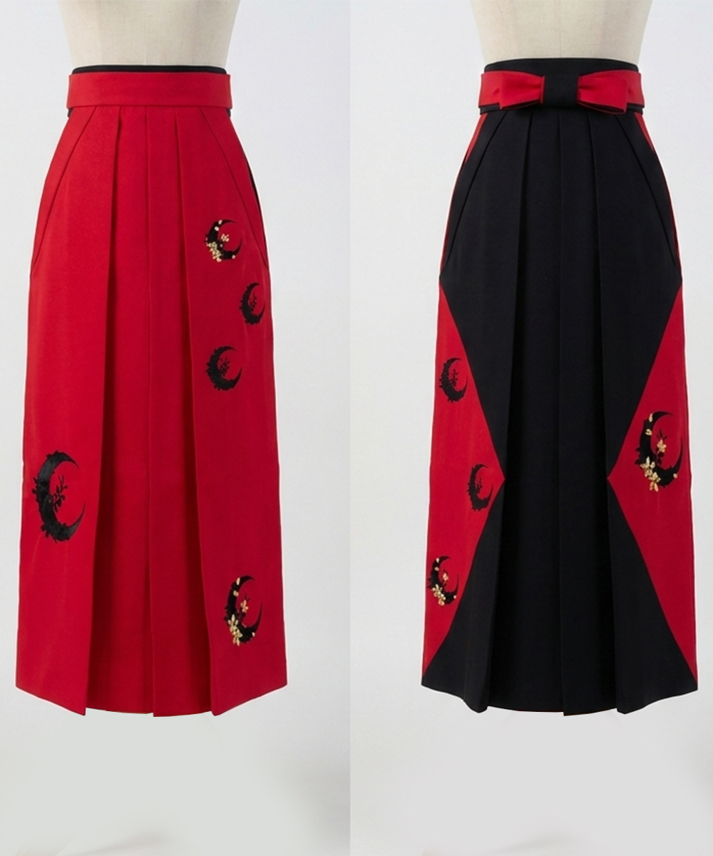 【袴単品】赤紅に墨の月JR 153-170cm