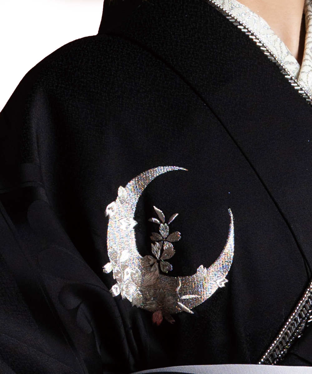 【卒業袴】清らかな美☆月影の桜　漆黒に銀の月J-ROSSO