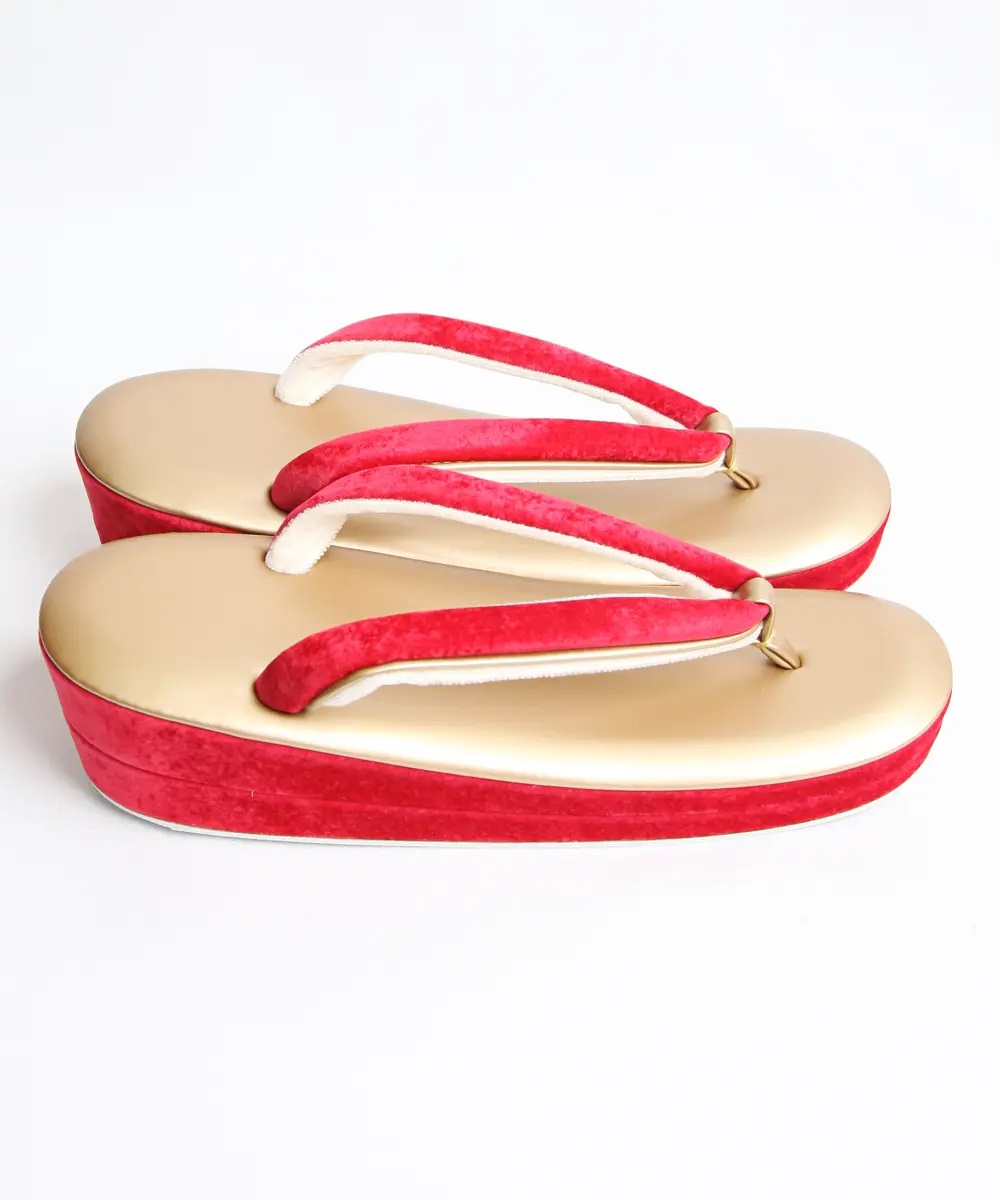 【草履】[PRIMA]赤／ベルべット 22.5-24.5cm対応