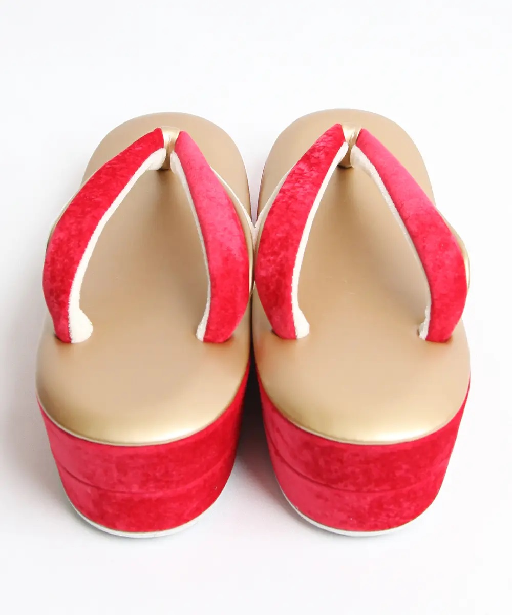 【草履】[PRIMA]赤／ベルべット 22.5-24.5cm対応