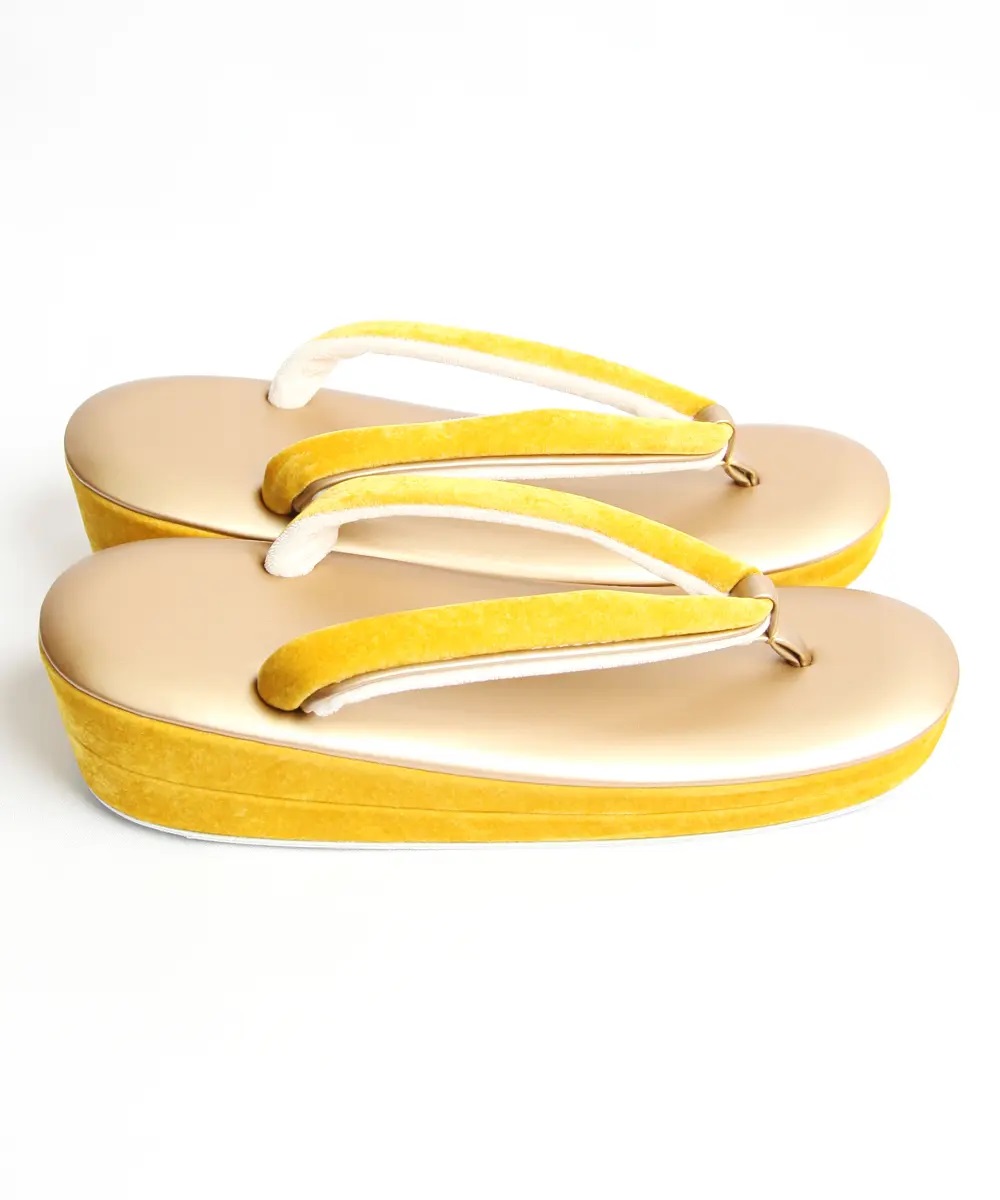 【草履】[PRIMA]黄／ベルべット 22.5-24.5cm対応