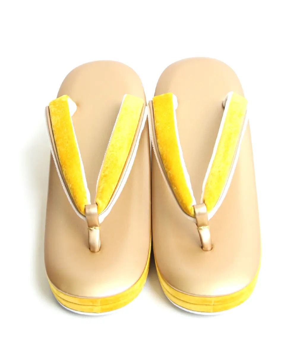 【草履】[PRIMA]黄／ベルべット 22.5-24.5cm対応