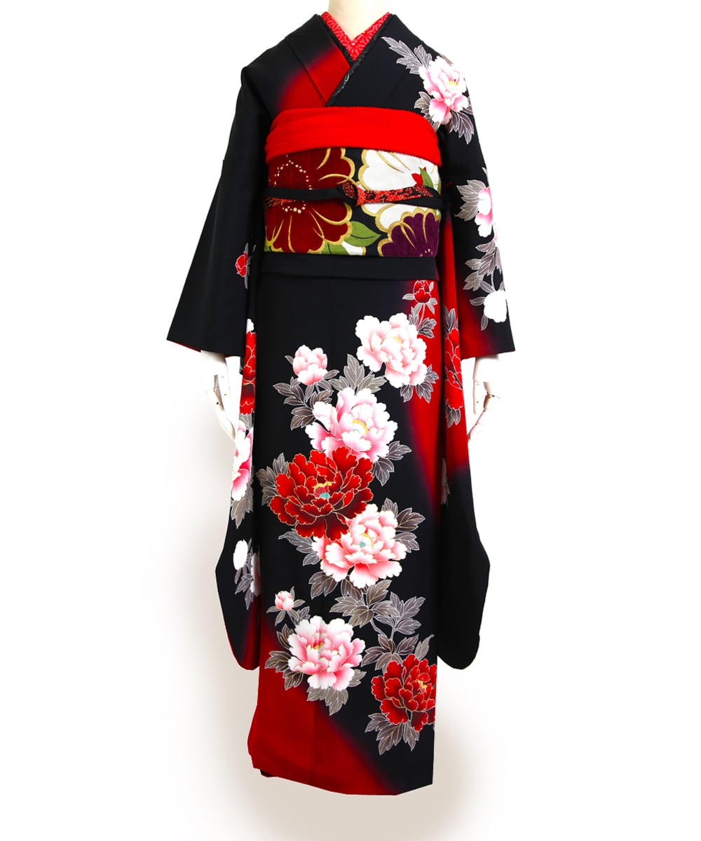 成人式/参列/振袖】大胆かっこいい☆赤黒牡丹 / 成人式や結婚式