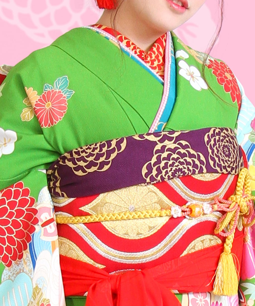 鶴と吉祥紋様が描かれた振袖