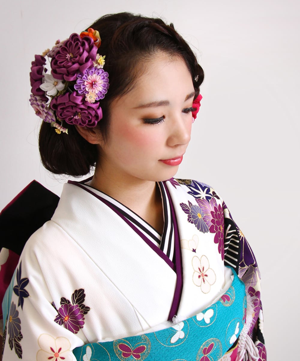 成人式 参列 振袖 素敵にレトロ スタイリッシュ 白地夫婦立鶴 成人式や結婚式の振袖 卒業式袴の着物コーディネートレンタルサイト 着物姫