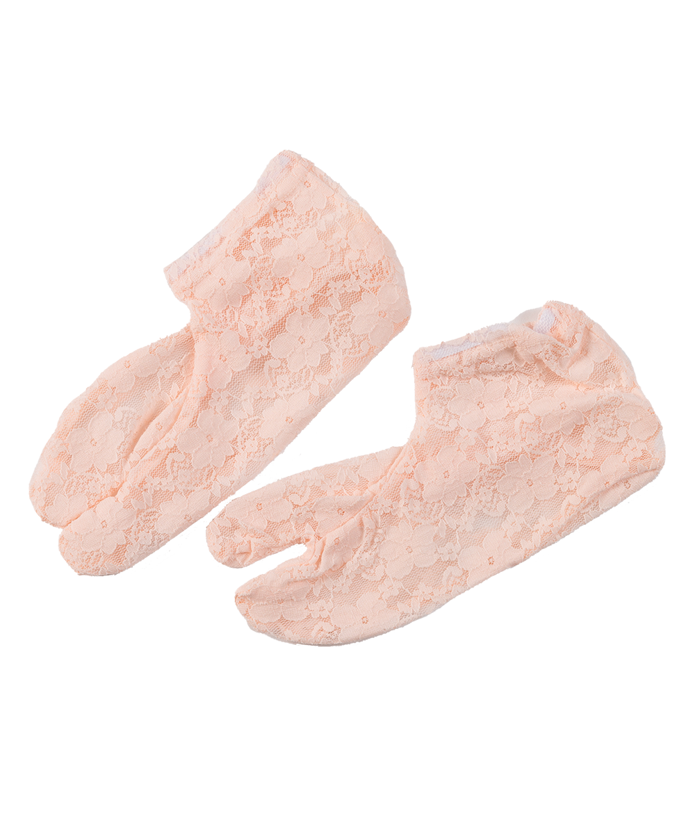 【販売】ストレッチレース足袋 サーモンピンク