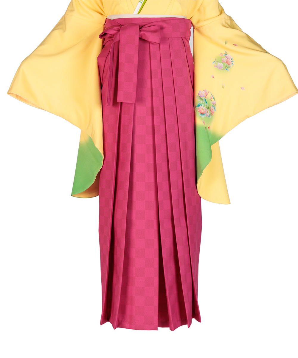 【袴単品】市松柄ワイン|L