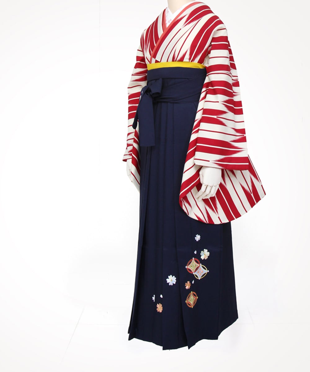 卒業袴 定番スタイル エンジ矢絣 成人式や結婚式の振袖 卒業式袴の着物コーディネートレンタルサイト 着物姫