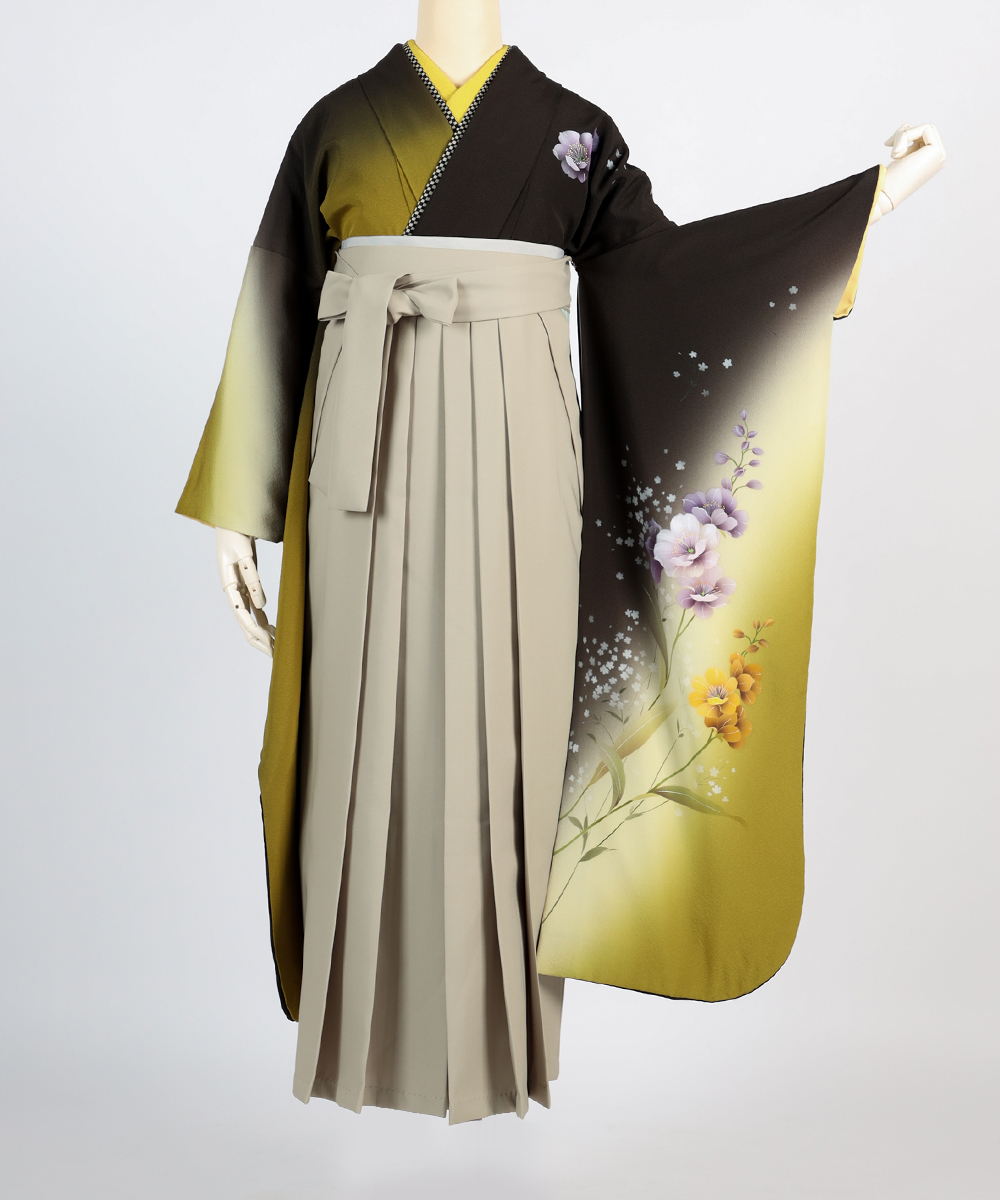【卒業袴】艶やか上品☆パステルグリーングレーぼかし
