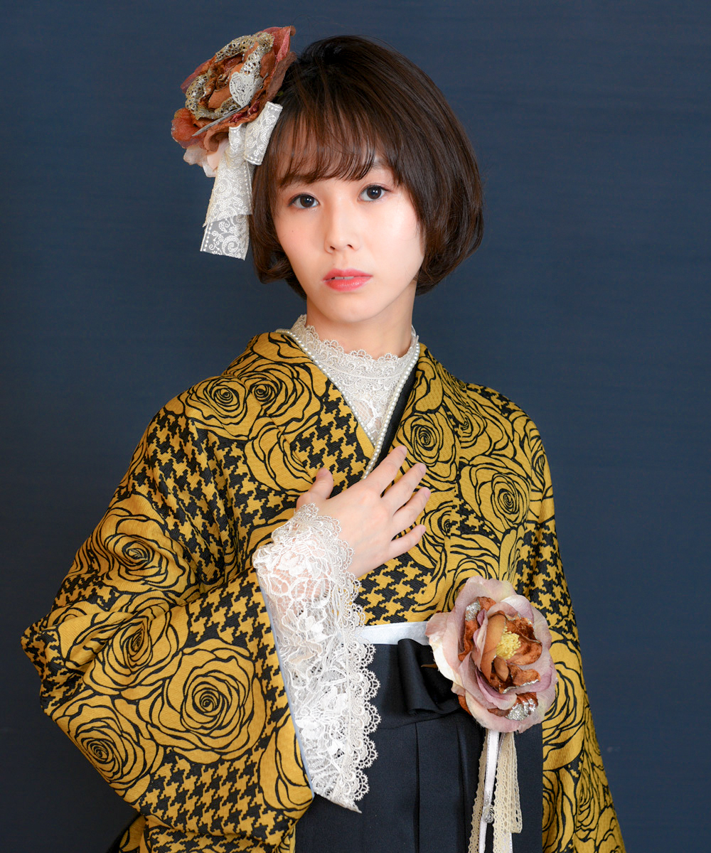 【卒業袴】千鳥×バラで個性派☆バラ千鳥 ラフィネモカ