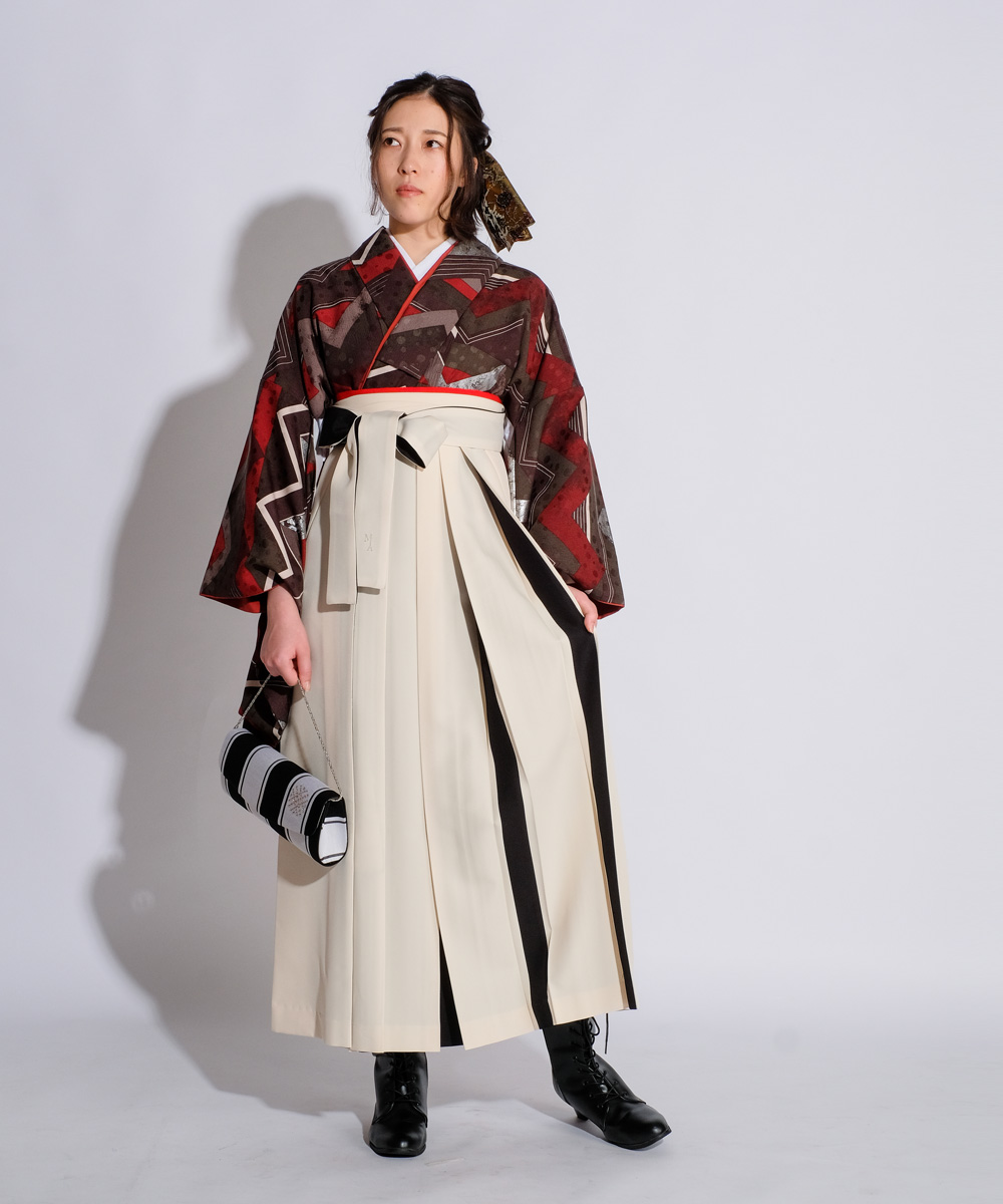 卒業袴 個性派レトロガール 稲妻 赤緑 モダンアンテナ 成人式や結婚式の振袖 卒業式袴の着物コーディネートレンタルサイト 着物姫