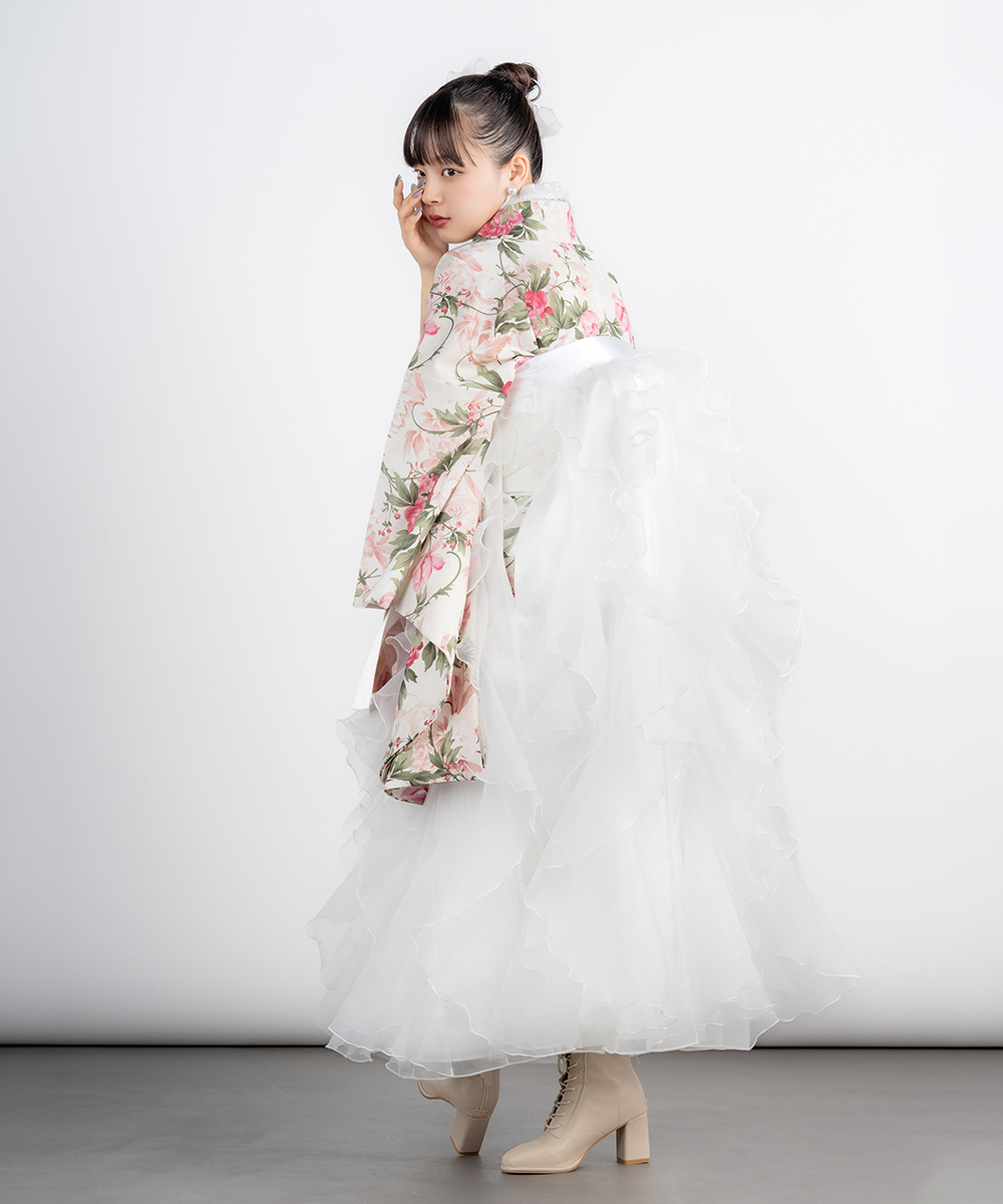 【卒業袴】花咲くピュア☆フローラルレースホワイト　ISAMU MORITA