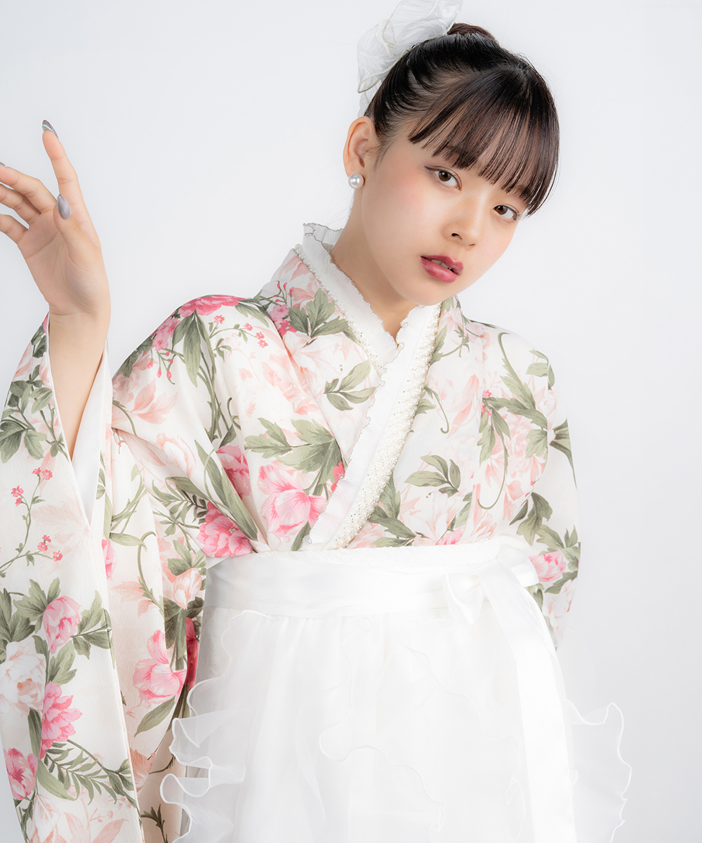 【卒業袴】花咲くピュア☆フローラルレースホワイト　ISAMU MORITA