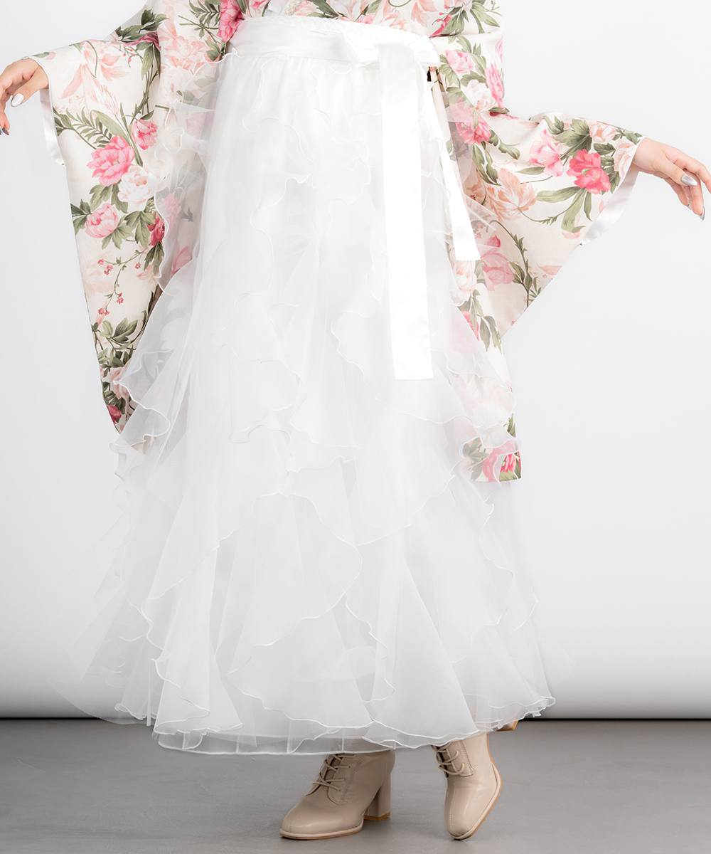 【袴単品】フローラルレースホワイトIM157-163cm