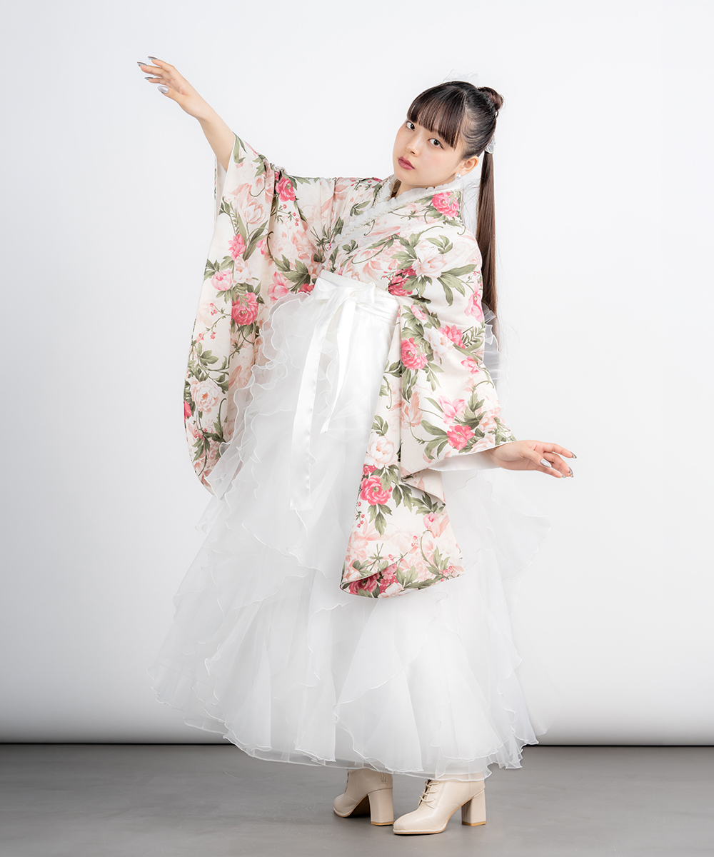 【卒業袴】花咲くピュア☆フローラルレースホワイト　ISAMU MORITA