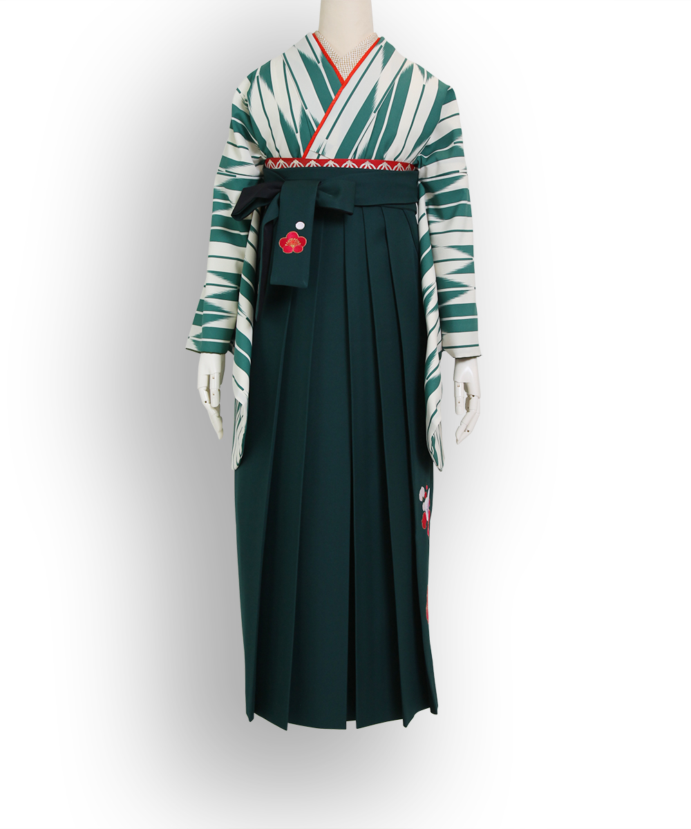 卒業袴 ハイカラさんにも人気 グリーン矢絣 成人式や結婚式の振袖 卒業式袴の着物コーディネートレンタルサイト 着物姫