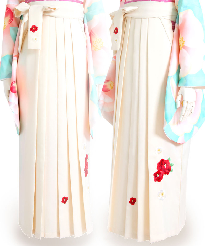 【袴単品】椿刺繍｜白☆フェアリー椿151-170cm