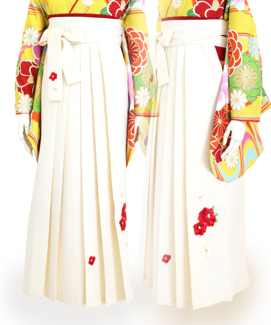 【袴単品】椿刺繍｜白☆TSUBA黄151-170cm