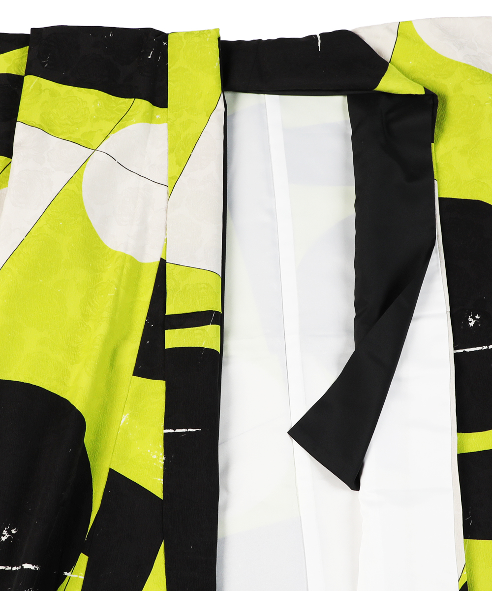 【卒業袴】幾何学レトロポップ ☆二つのスリット/ネオンイエロー　モダンアンテナ