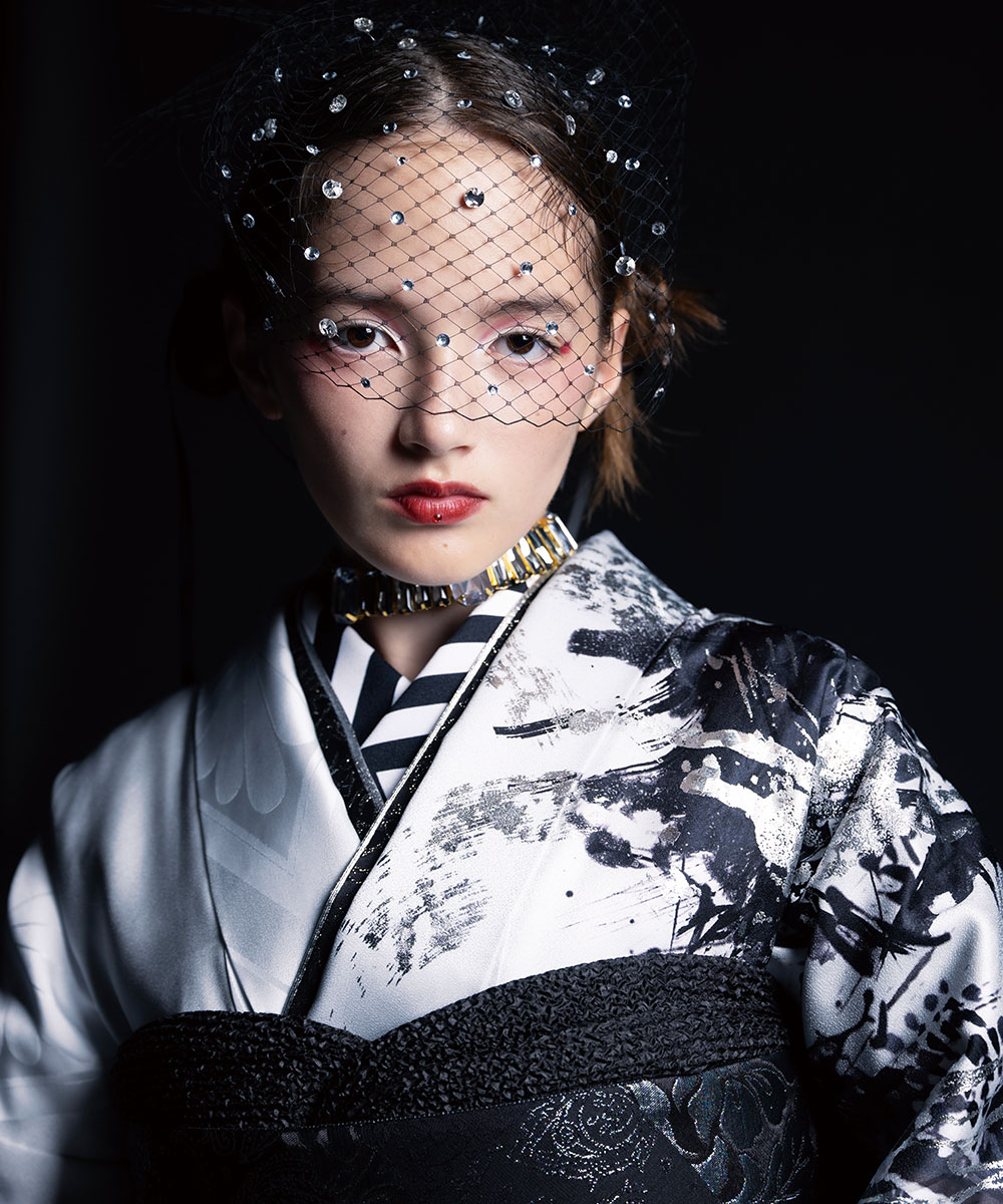 【成人式/参列/振袖】水墨のアート☆墨流しの風｜白虎 J-ROSSO