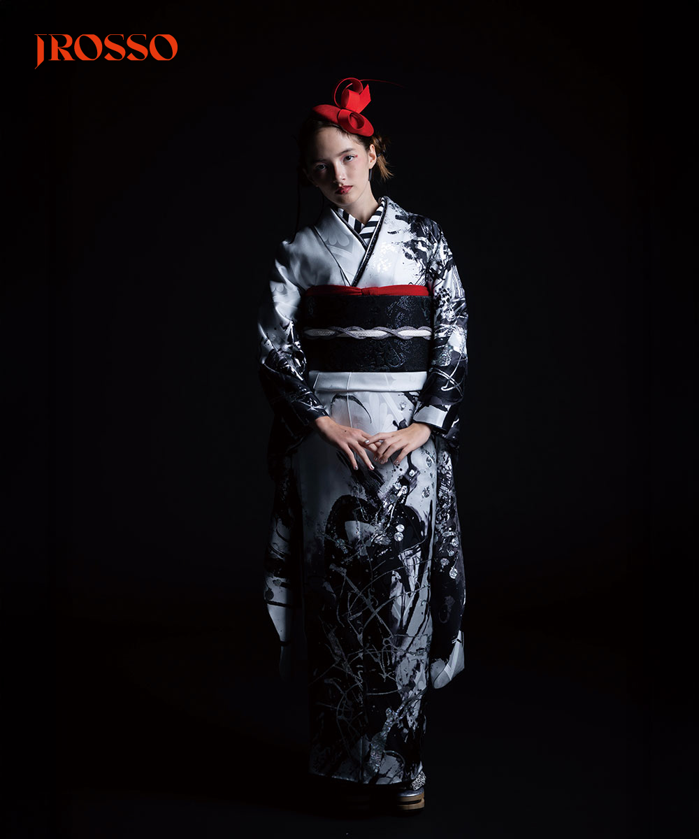 【成人式/参列/振袖】水墨のアート☆墨流しの風｜白虎 J-ROSSO