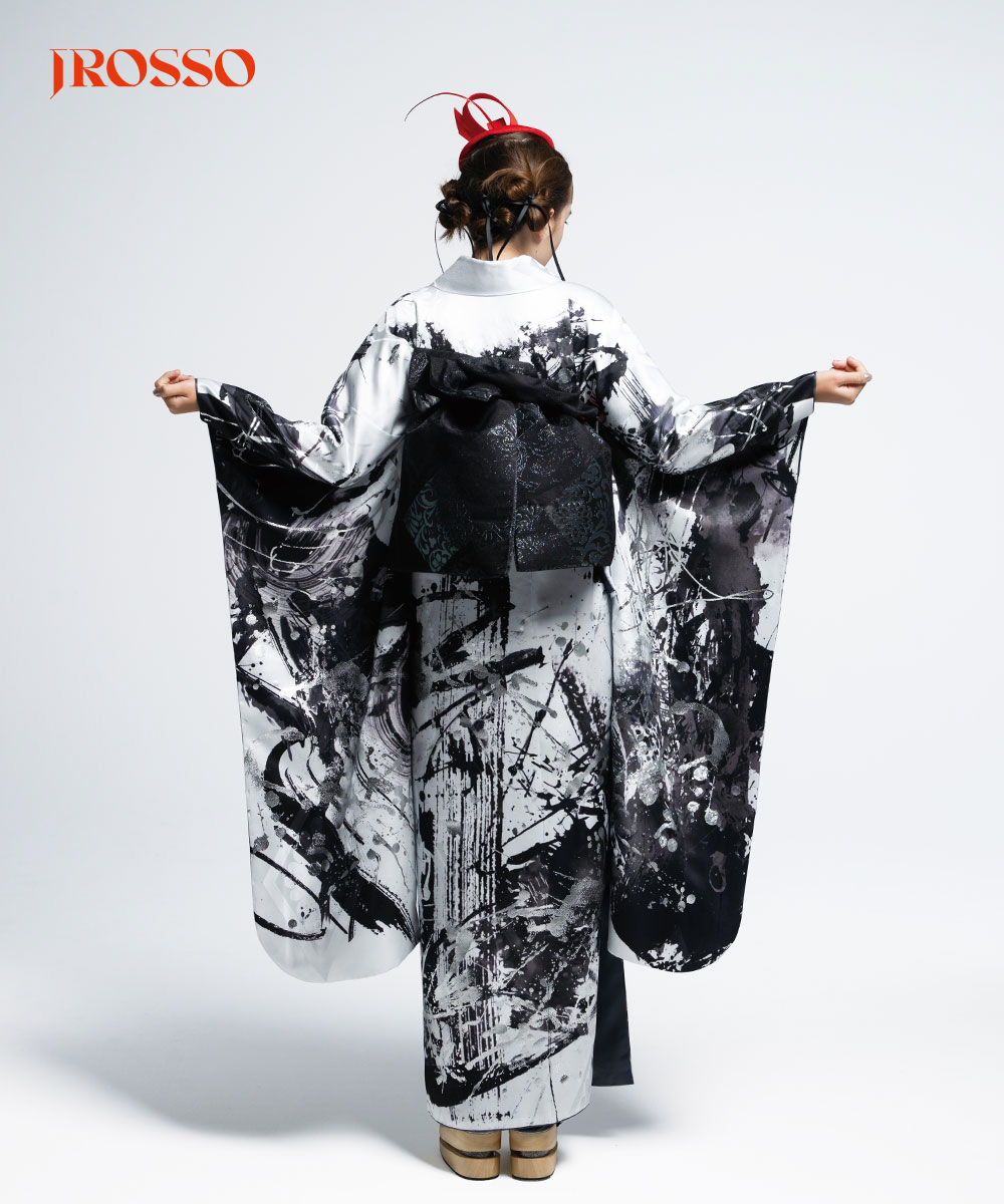 【成人式/参列/振袖】水墨のアート☆墨流しの風｜白虎 J-ROSSO