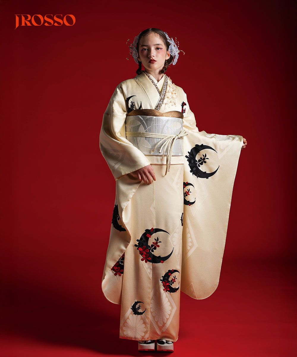 【成人式/参列/振袖】清らかな美 ☆月影の桜｜白珠に墨の月 J-ROSSO