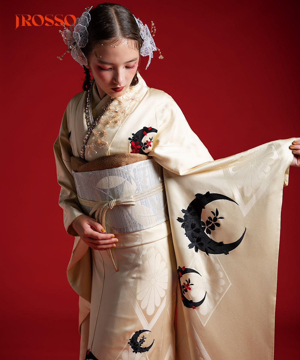 【成人式/参列/振袖】清らかな美 ☆月影の桜｜白珠に墨の月 J-ROSSO