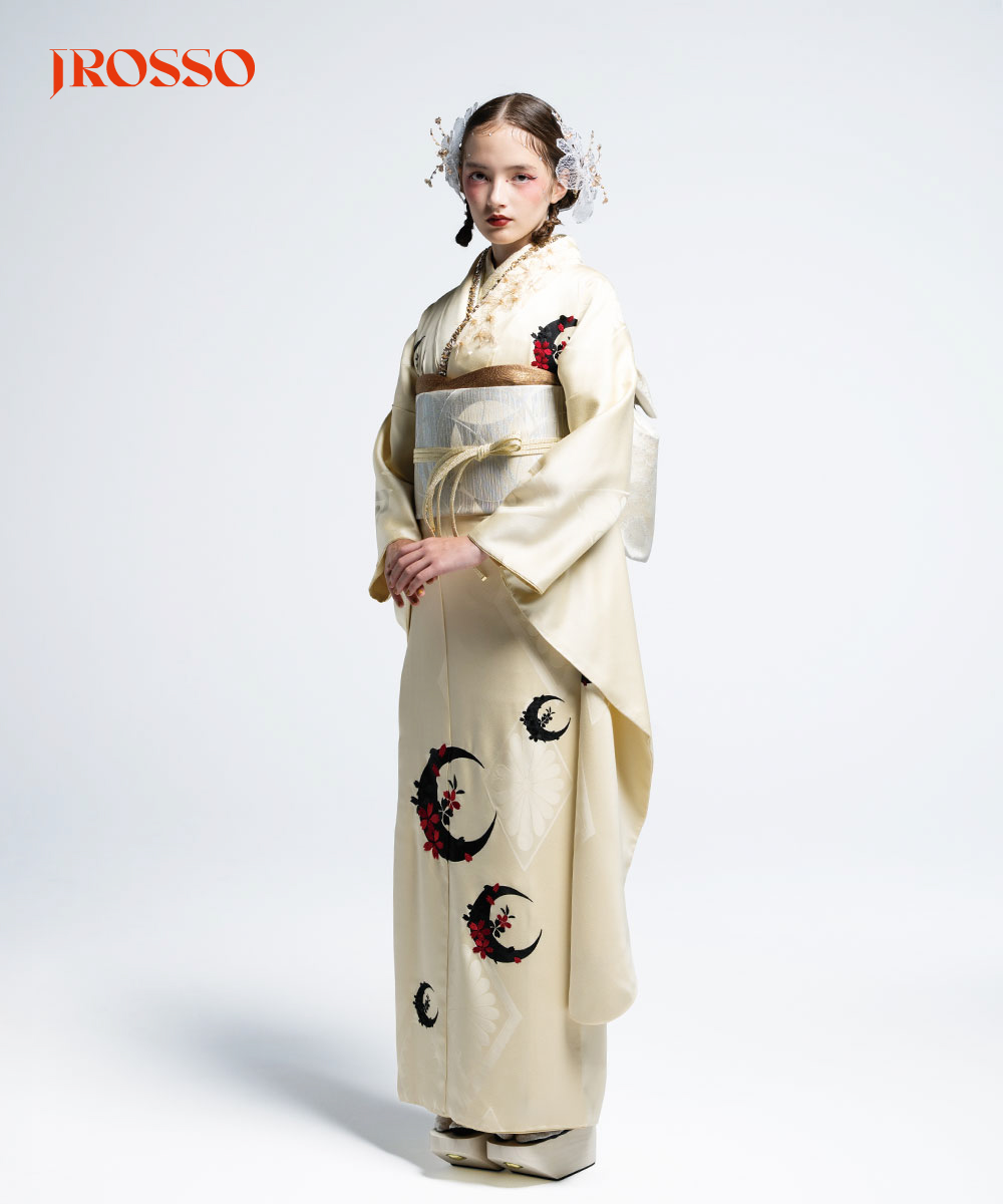 【成人式/参列/振袖】清らかな美 ☆月影の桜｜白珠に墨の月 J-ROSSO