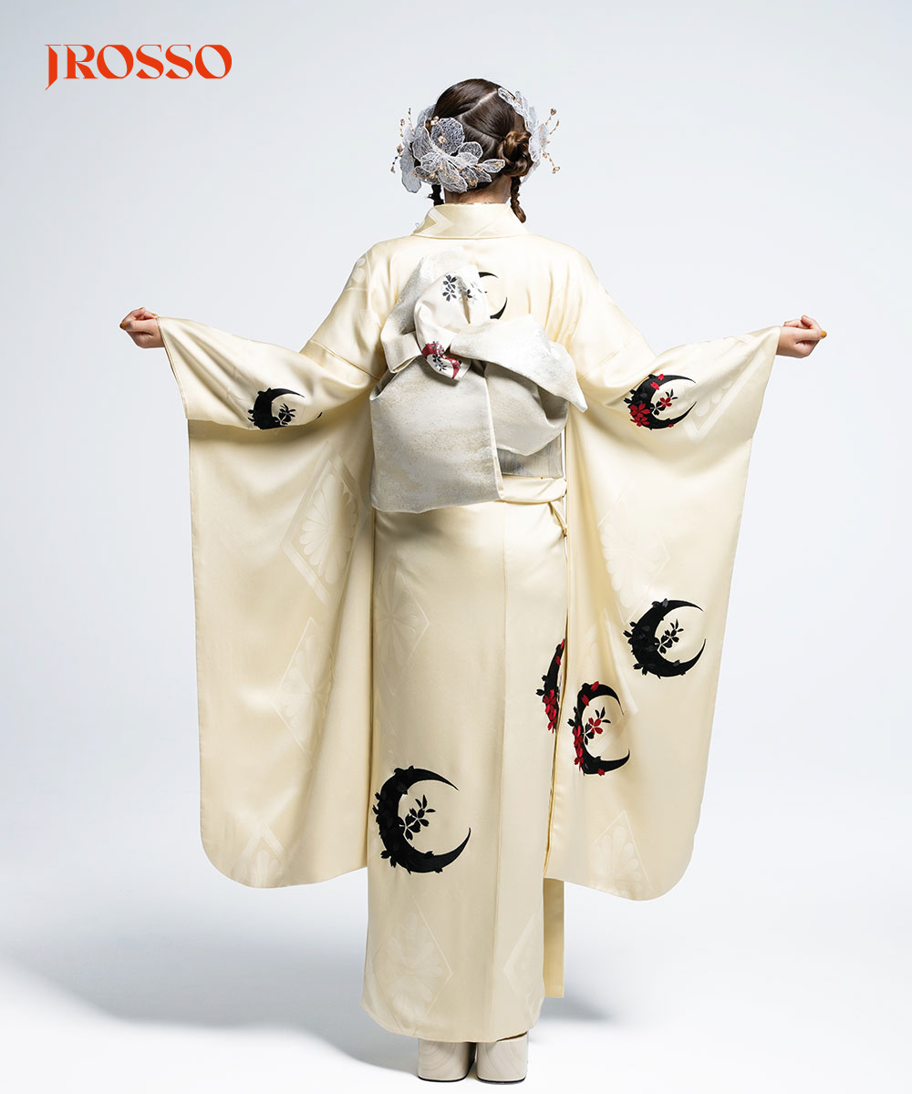 【成人式/参列/振袖】清らかな美 ☆月影の桜｜白珠に墨の月 J-ROSSO