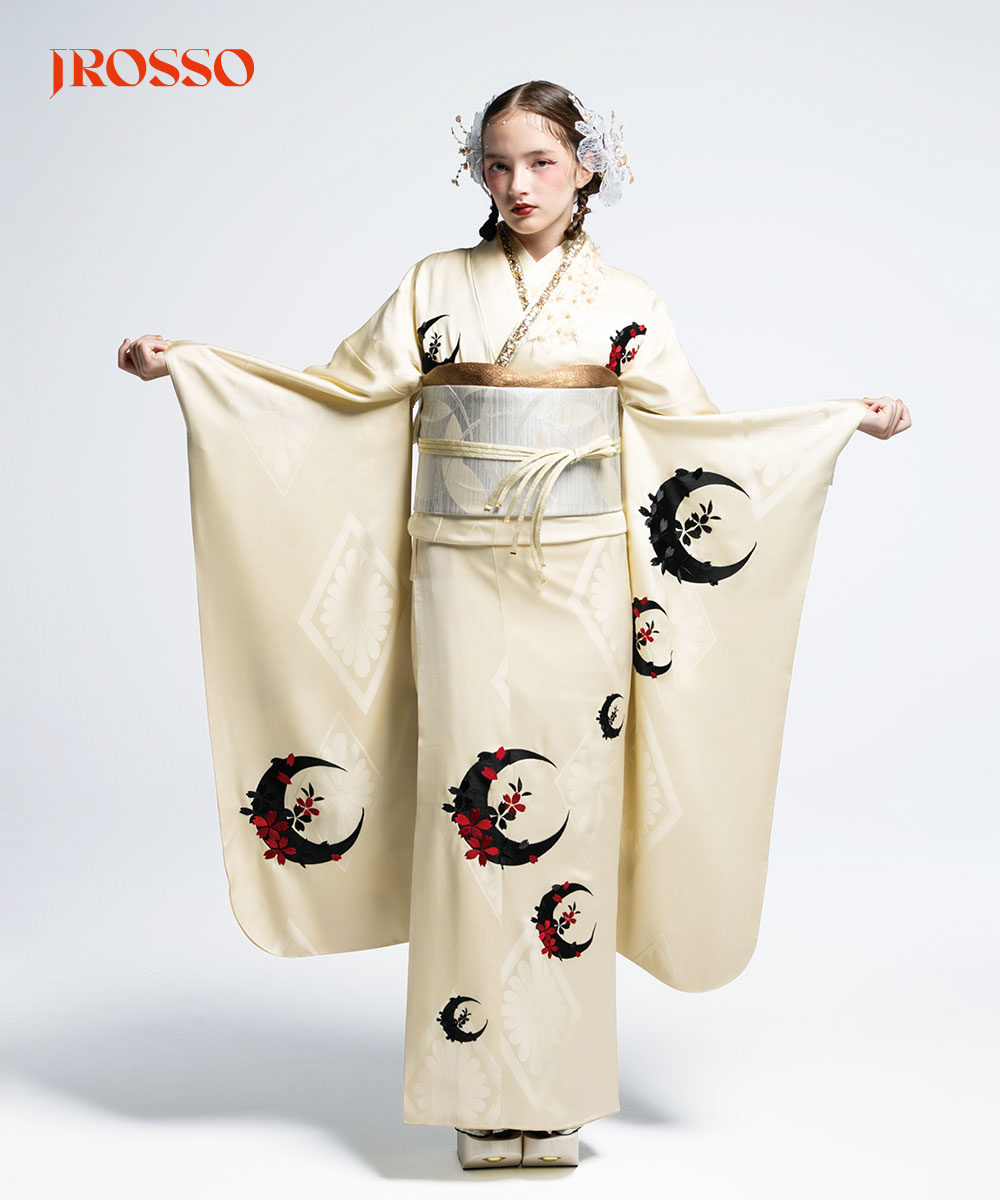 【成人式/参列/振袖】清らかな美 ☆月影の桜｜白珠に墨の月 J-ROSSO