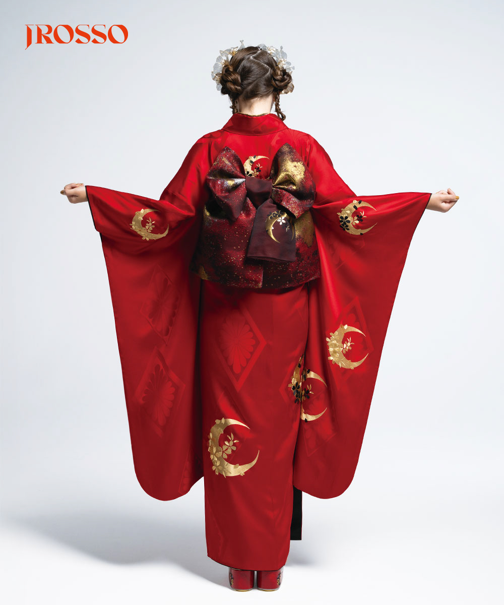 【成人式/参列/振袖】彩りの美 ☆月影の桜｜赤紅に金の月 J-ROSSO