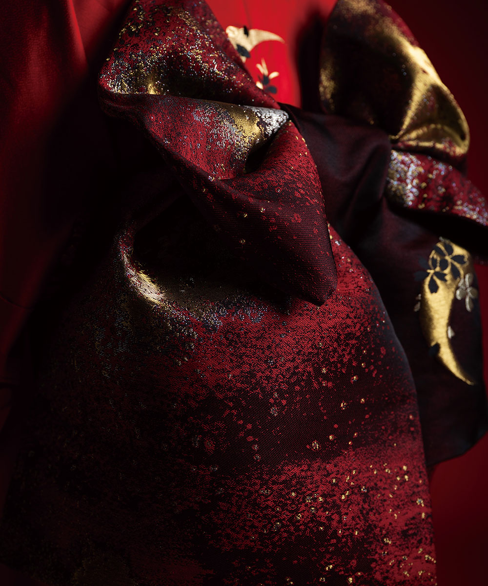 【成人式/参列/振袖】彩りの美 ☆月影の桜｜赤紅に金の月 J-ROSSO