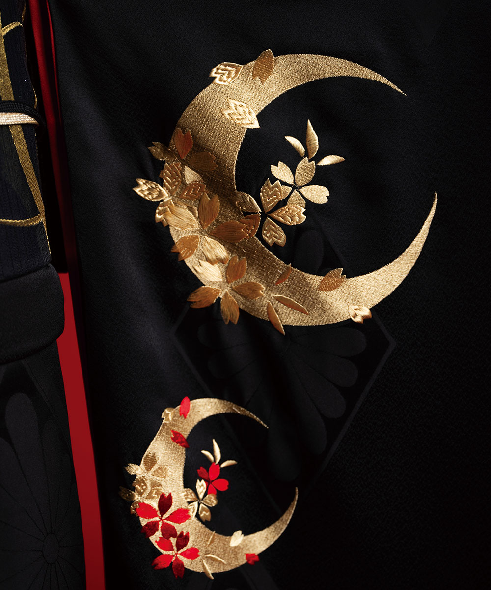 【成人式/参列/振袖】凛とした美 ☆月影の桜｜漆黒に金の月 J-ROSSO