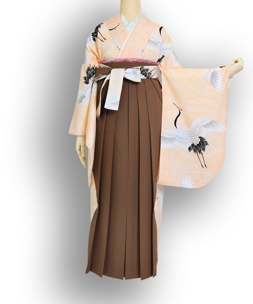 卒業袴 上品きれいめスタイル つるのまい薄橙a J Rosso 成人式や結婚式の振袖 卒業式袴の着物コーディネートレンタルサイト 着物姫