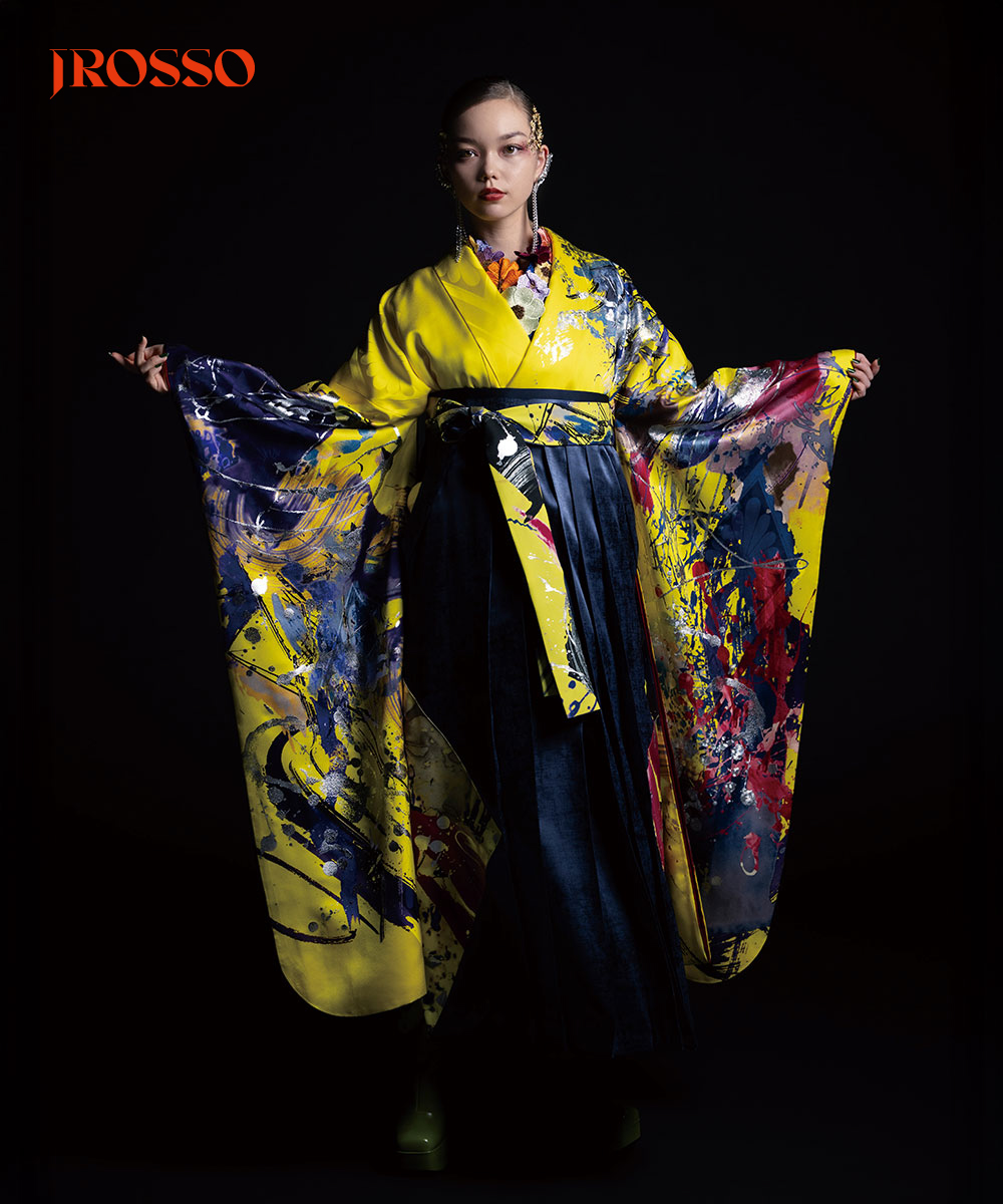 【卒業袴】色彩のアート ☆墨流しの風　鳳凰 J-ROSSO